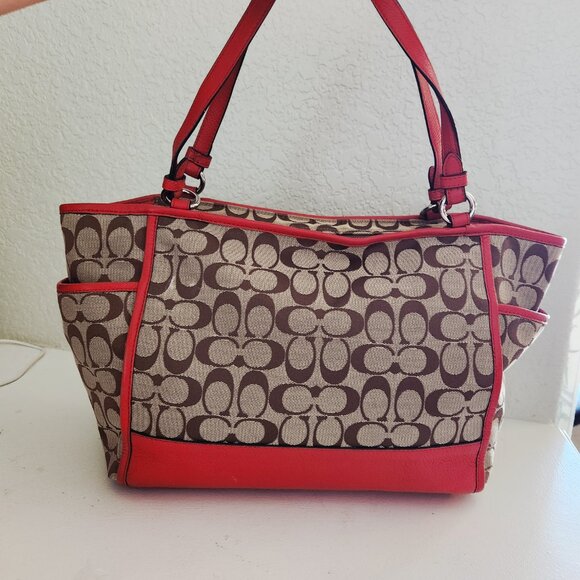 Euc Coach Carrie Khaki Shoulder Bag Tote Purse - Picture 2 of 16